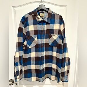 Schmidt Workwear Thick Flannel Shirt Blue Plaid 100% Cotton Outdoorsman, Size XL